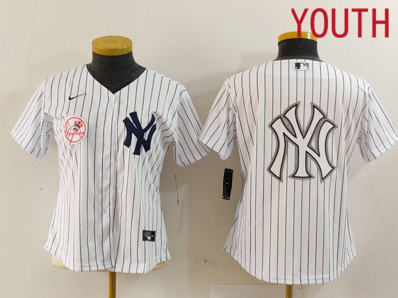 Youth New York Yankees Blank White stripe Game 2024 Nike MLB Jersey style 14->women mlb jersey->Women Jersey